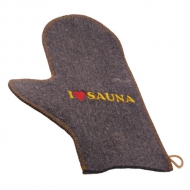 Рукавичка для сауны “I♥SAUNA” (серая)